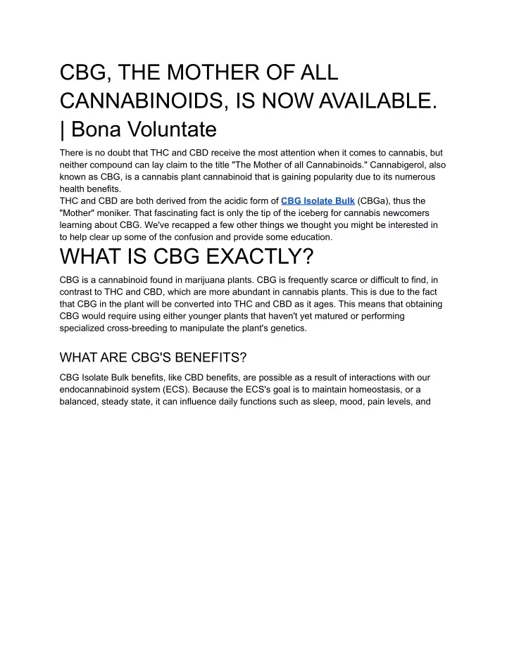 cbg the mother of all cannabinoids