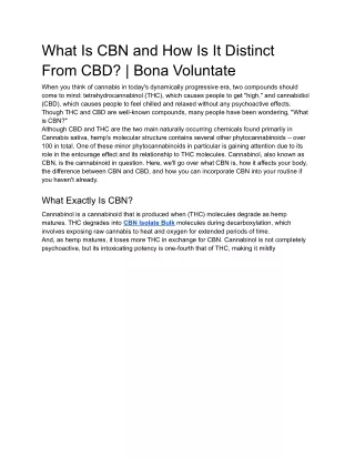 what is cbn and how is it distinct from cbd bona