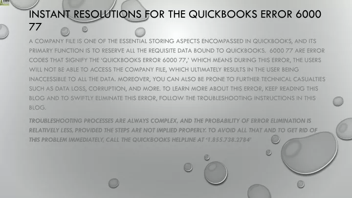 instant resolutions for the quickbooks error 6000 77