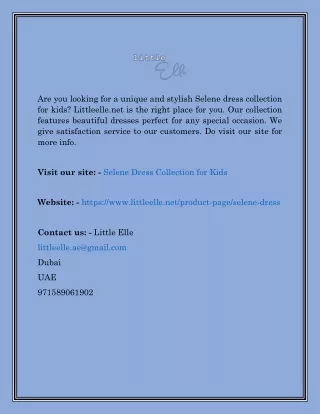Selene Dress Collection For Kids  Littleelle.net