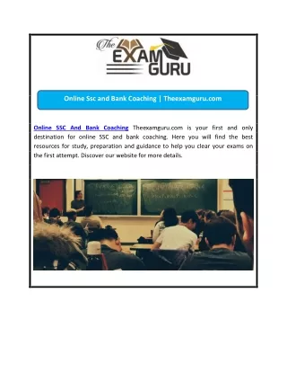 Online Ssc and Bank Coaching | Theexamguru.com