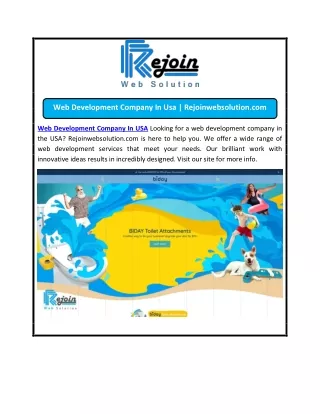 Web Development Company In Usa | Rejoinwebsolution.com