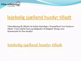 lejebolig sjælland husdyr tilladt  Vibeudlejning.dk