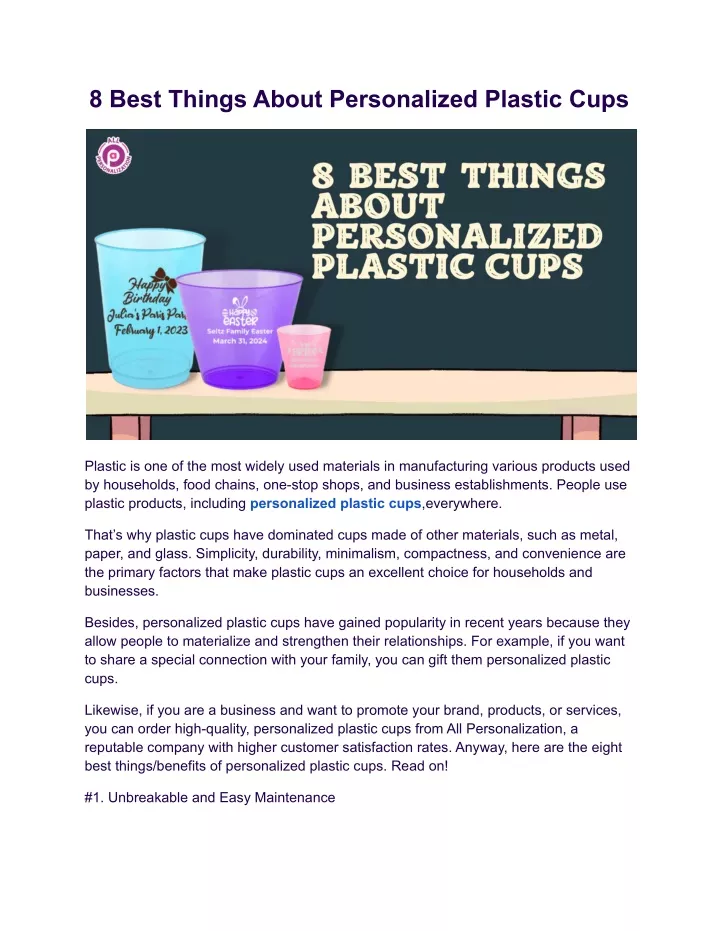 8 best things about personalized plastic cups