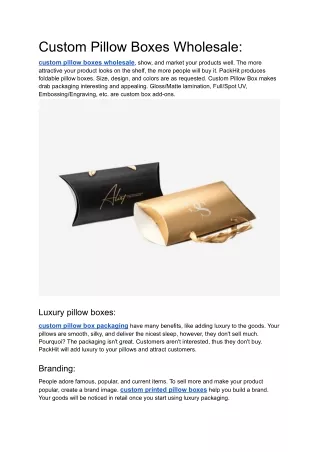 Custom Pillow Boxes Wholesale