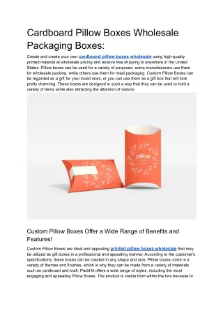 Custom Printed Pillow Wholesale Packaging Boxes