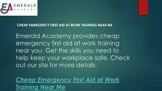 Cheap Emergency First Aid At Work Training Near Me  Emeraldacademy.org.uk