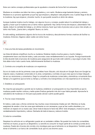 ¿Está planificando mudarse de casa? ¡Aquí hay consejos para que sea menos agobia