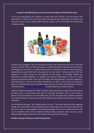Cosmetic Label Manufacturer Ensure That Your Product Is Perfect Every Time