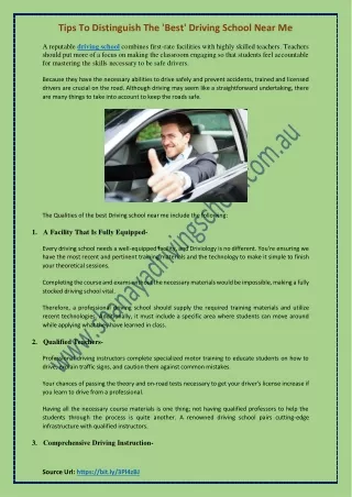 tips to distinguish the best driving school near