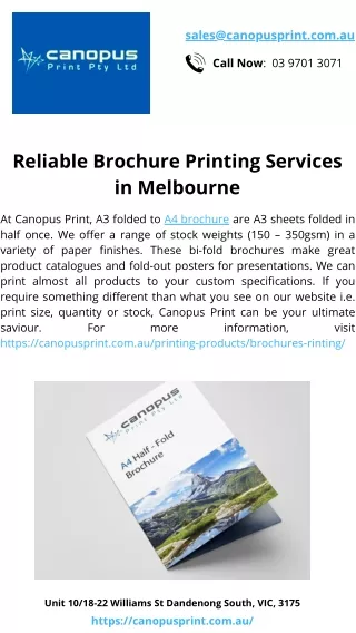 Reliable Brochure Printing Services in Melbourne