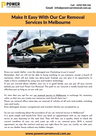 Make It Easy With Our Car Removal Services In Melbourne
