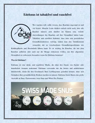 edelsnus ist tabakfrei und rauchfrei