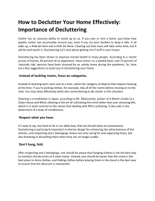 How to Declutter Your Home Effectively: Importance of Decluttering