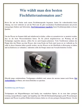 Wie wählt man den besten Fischfutterautomaten aus?