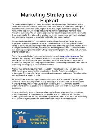 marketing strategies of flipkart world in this