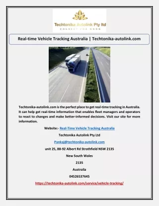 Real-time Vehicle Tracking Australia | Techtonika-autolink.com