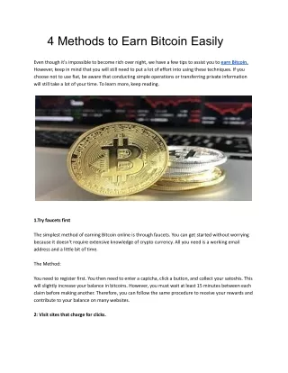 4 Methods to Earn Bitcoin Easily