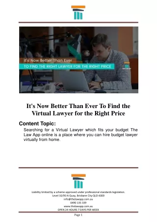 It's Now Better Than Ever To Find The Virtual Lawyer For The Right Price
