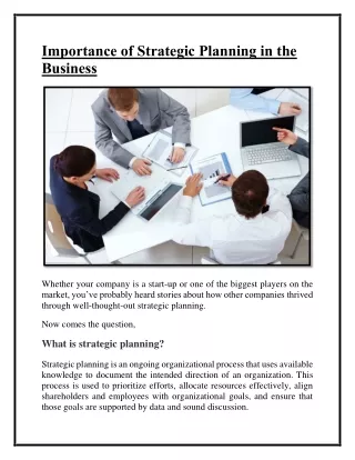 Importance of Strategic Planning in the Business