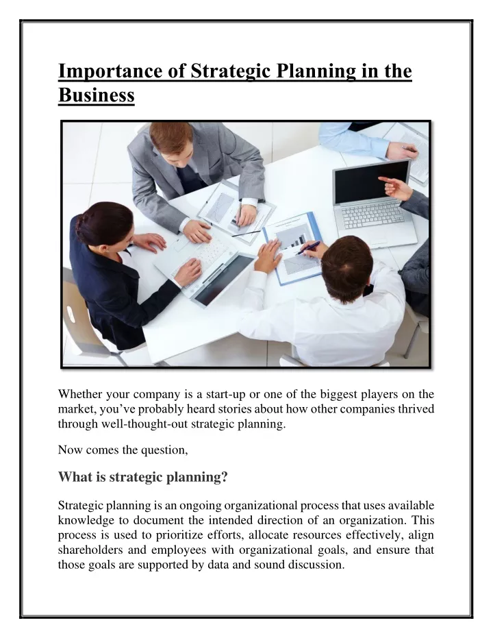 importance of strategic planning in the business