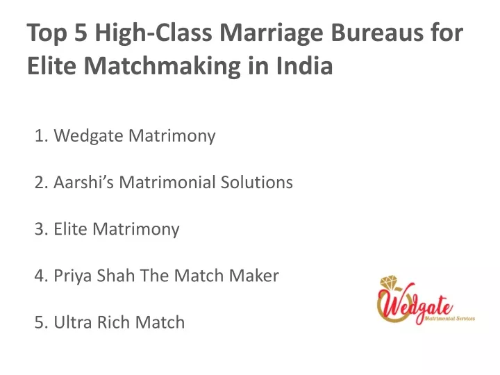 top 5 high class marriage bureaus for elite