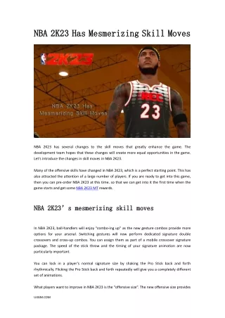 NBA 2K23 Has Mesmerizing Skill Moves