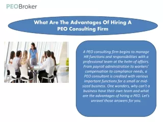What Are The Advantages Of Hiring A PEO Consulting Firm