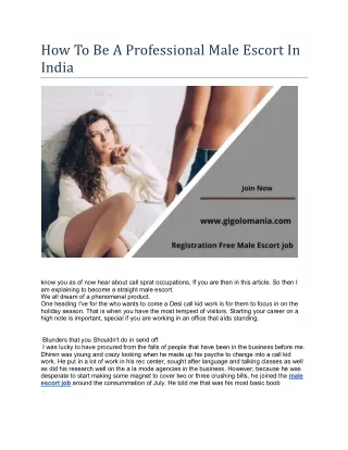 How To Be A Professional Male Escort In India