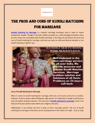 the pros and cons of kundli matching the pros