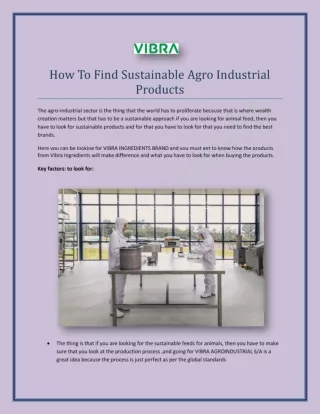 How To Find Sustainable Agro Industrial Products