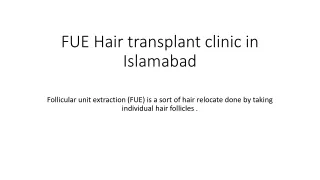 FUE Hair transplant clinic in Islamabad