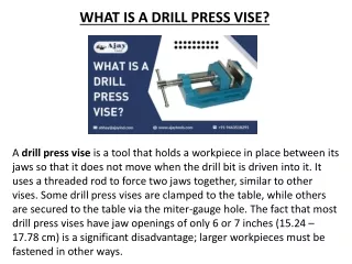 WHAT IS A DRILL PRESS VISE