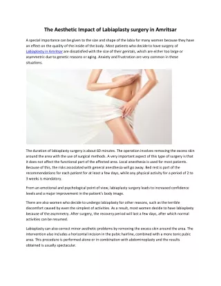 The Aesthetic Impact of Labiaplasty surgery in Amritsar
