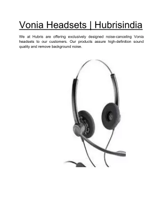 Vonia Headsets  | Hubrisindia