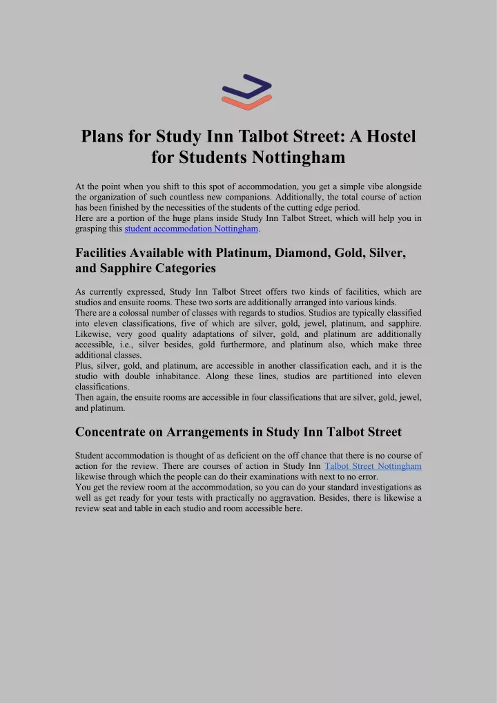 plans for study inn talbot street ahostel