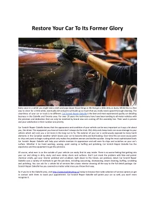 Restore Your Car To Its Former Glory