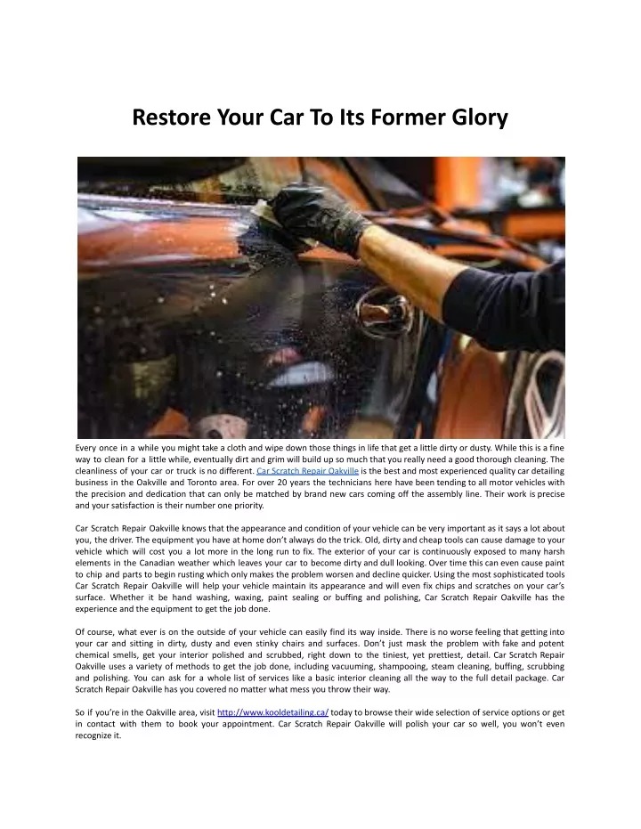 restore your car to its former glory