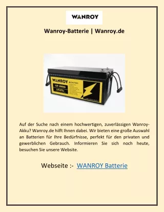 Wanroy-Batterie  Wanroy.de