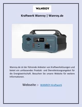 Kraftwerk Wanroy  Wanroy.de