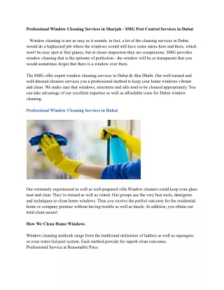 Professional Window Cleaning Services in Sharjah - SMG Pest Control Services in Dubai