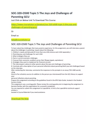 soc 320 o500 topic 5 the joys and challenges