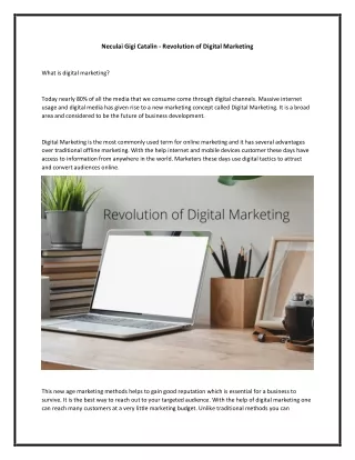 Neculai Gigi Catalin - Revolution of Digital Marketing