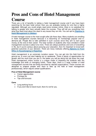 Pros-and-Cons-of-Hotel-Management-Course - Singhania Institute