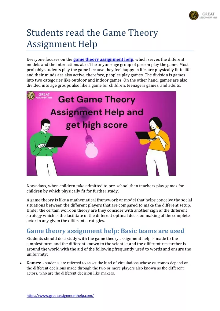 students read the game theory assignment help