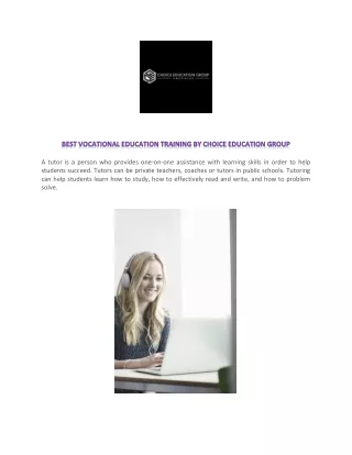 Best Vocational Education Training by Choice Education Group