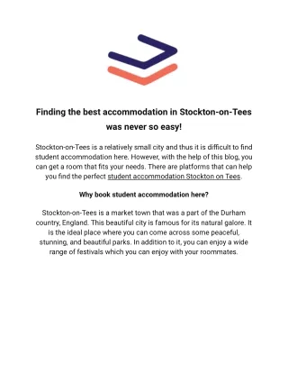 Finding the best accommodation in Stockton-on-Tees was never so easy!