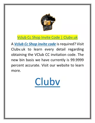 Vclub Cc Shop Invite Code  Clubv.uk