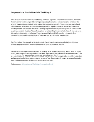 Corporate Law Firm in Mumbai - The IB Legal