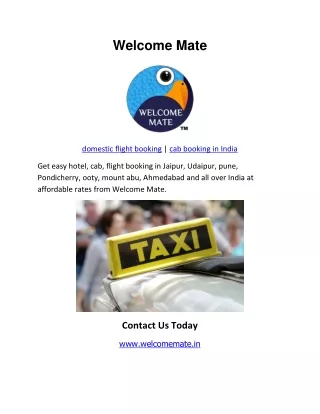 domestic flight booking and cab booking in India